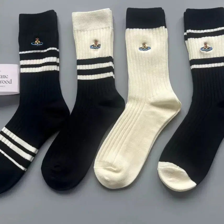 [BUNJANG] Vivienne Westwood Stripe Socks 4-Set / 비비안웨스트우드 스트라이프 양말 4종세트