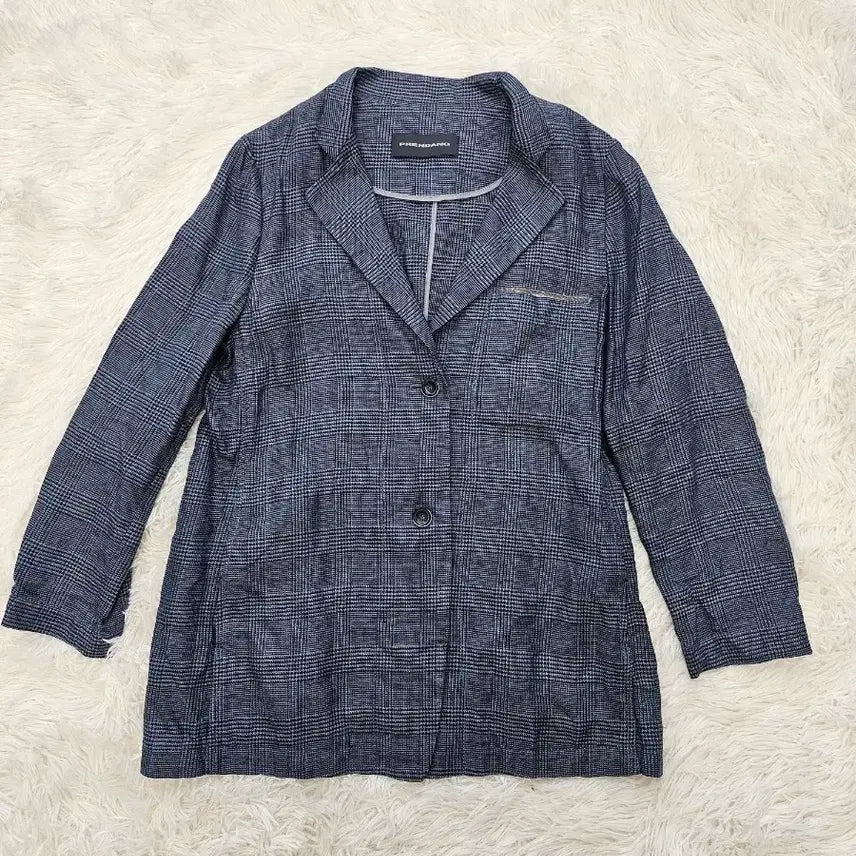 [BUNJANG] Predan Women's Linen Checkered Jacket / 쁘레당 여성 린넨 체크무늬 자켓