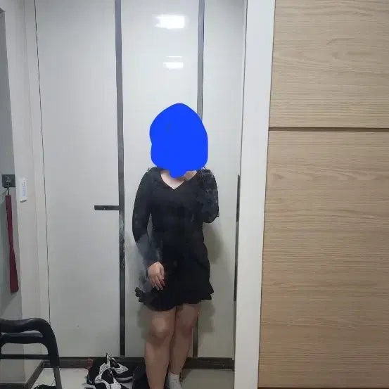 [BUNJANG] Women's Black Mini Dress with Shirring / 여자 검정 미니 원피스