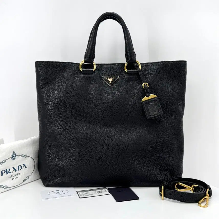 [BUNJANG] Prada Vitello Daino Tote Bag Shoulder Bag Black (BN1713) / [100%정품] 프라다 비텔로 다이노 토트백 숄더백 블랙 (BN1713)