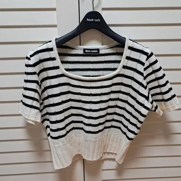 [BUNJANG] Komma Casual Knit T-Shirt / 무신사 베이지꼼마 반팔 니트