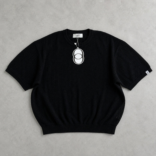 [BUNJANG] Elmood Crochet Silk Cotton Henry Neck Half Knit Black / [48] 엘무드 크로셰 실켓코튼 헨리넥 하프 니트 블랙