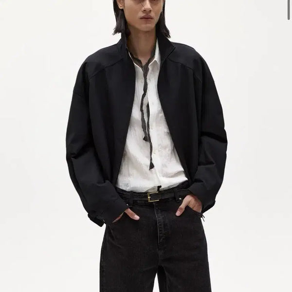 [BUNJANG] ELMUD Dump Wool Cotton Rib Blouson Jumper Black / [48] 엘무드 덤프 울 코튼 립 블루종 점퍼 블랙