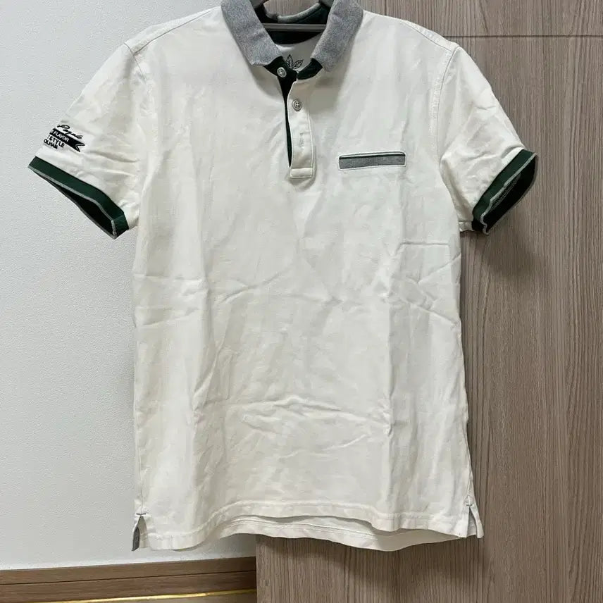 [BUNJANG] White Color Block Short Sleeve Polo Shirt / 화이트 배색 반팔 카라티