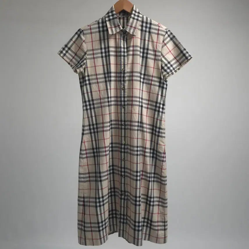 [BUNJANG] Burberry London Nova Check Short Sleeve Shirt Dress Made in Italy / 버버리 런던 이태리 정품 노바체크 반팔 셔츠 원피스 44 55 여름