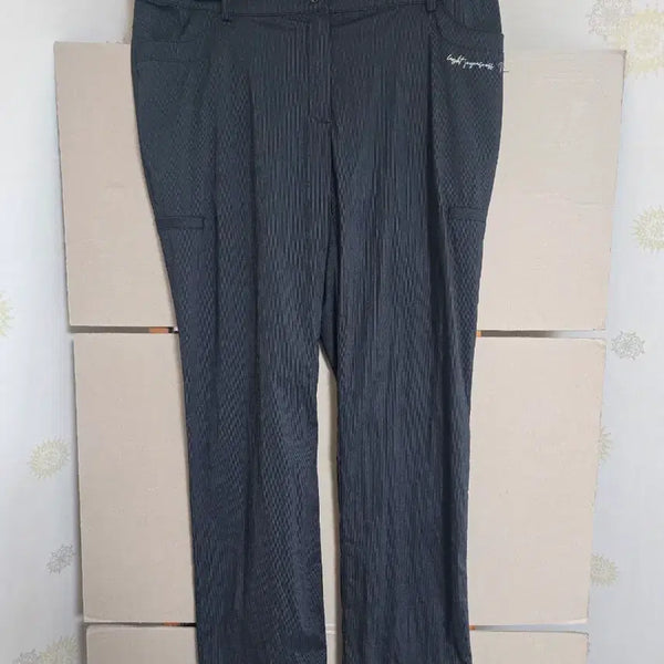 [BUNJANG] Black Striped Straight Leg Pants / 여름여성바지 블랙 30 길이90 일자바지