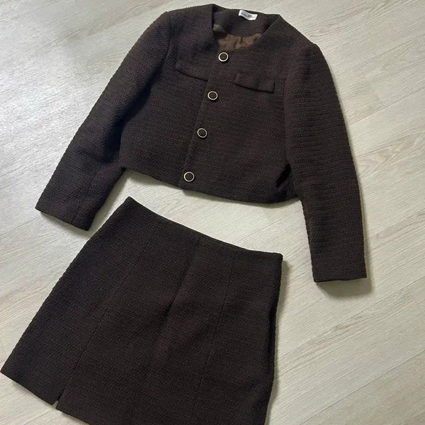 [BUNJANG] Ririncou Tweed Jacket + Skirt Two-Piece Set / 리리앤코 트위드 자켓+치마 투피스세트