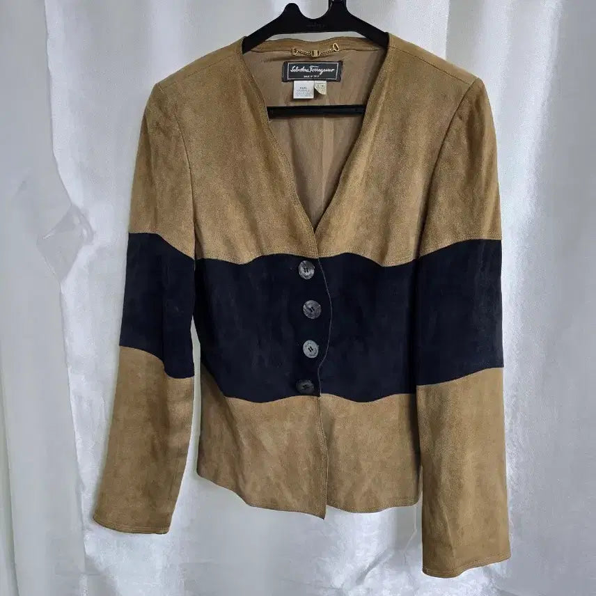 [BUNJANG] Salvatore Ferragamo Suede & Leather Color-Block Jacket / 페라가모 스웨이드 배색 천연 가죽자켓 (1995)