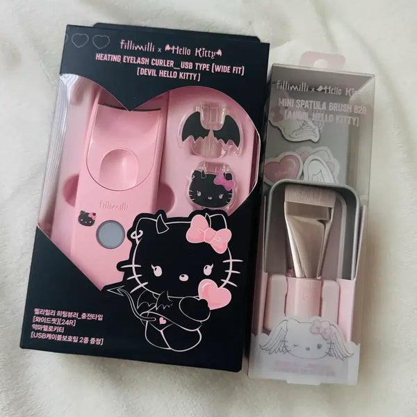 [BUNJANG] Filimili Hello Kitty Heated Eyelash Curler Wide Fit + 828 Brush Bundle Set / 미개봉) 필리밀리 헬로키티 히팅뷰러 와이드핏 +828브러쉬