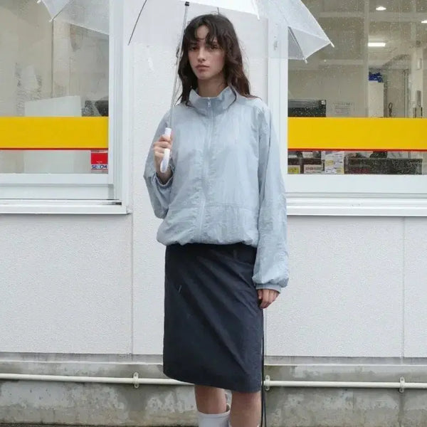 [BUNJANG] Low Classic LC Back Pocket Nylon Jacket Pale Blue Windbreaker / 로우클래식 LC 백 포켓  나일론 자켓 페일 블루 바람막이