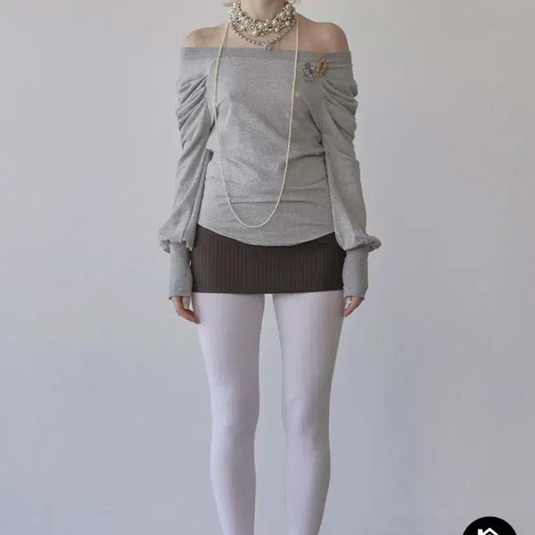 [BUNJANG] Sculptor Princess Off Shoulder Top Grey S / 스컬프터 프린세스 오프숄더 그레이s