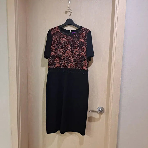[BUNJANG] Morado Black Floral Short Sleeve Dress Size 55 / 모라도 블랙 꽃무늬 반팔 원피스사이즈55