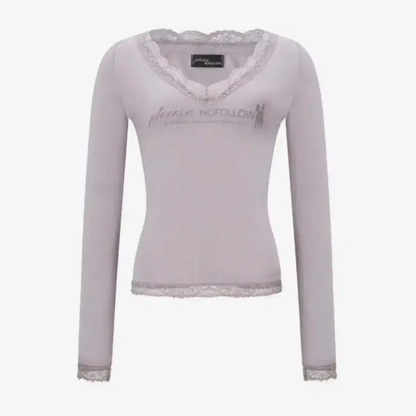 [BUNJANG] Please Follow Kane Lace Long Sleeve Top (Pale Violet) / 플리즈노팔로우 케인 레이스 Kane Lace Long Sleeve Top