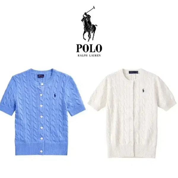 [BUNJANG] Polo Ralph Lauren Cable Knit Short Sleeve Cardigan (2 Colors) / 폴로 랄프로렌 케이블 니트 반팔 가디건 2컬러