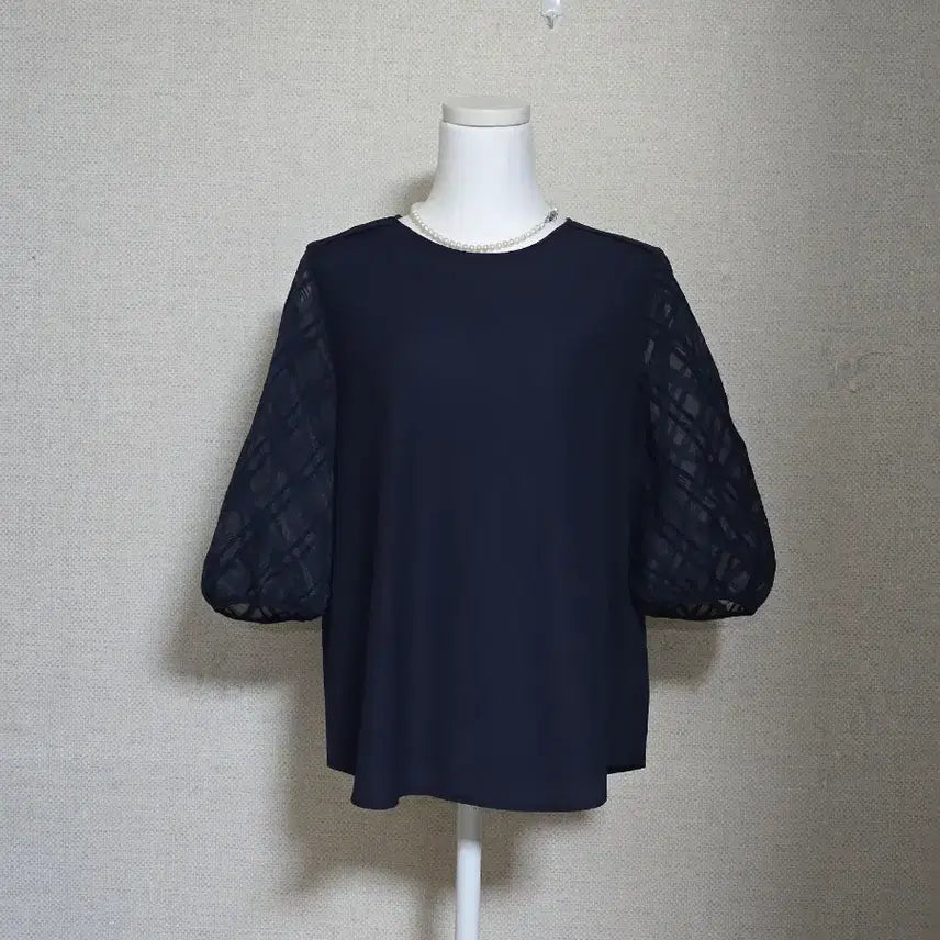 [BUNJANG] Juke Navy Rayon/Nylon Blend Blouse / 대현)쥬크 블라우스55~66