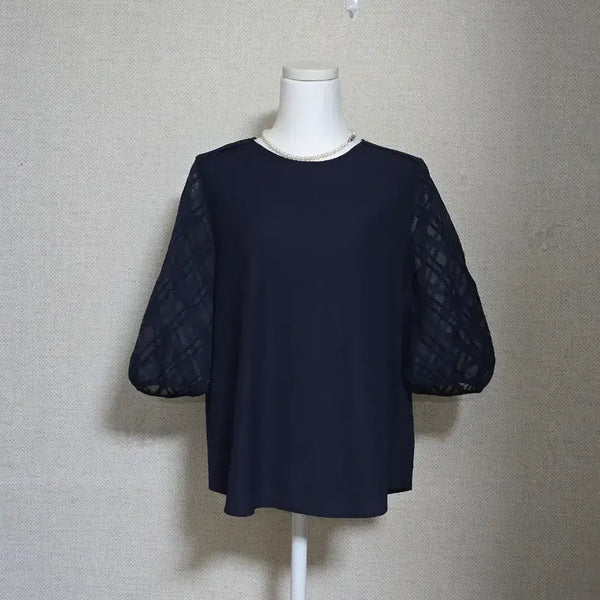 [BUNJANG] Juke Navy Rayon/Nylon Blend Blouse / 대현)쥬크 블라우스55~66
