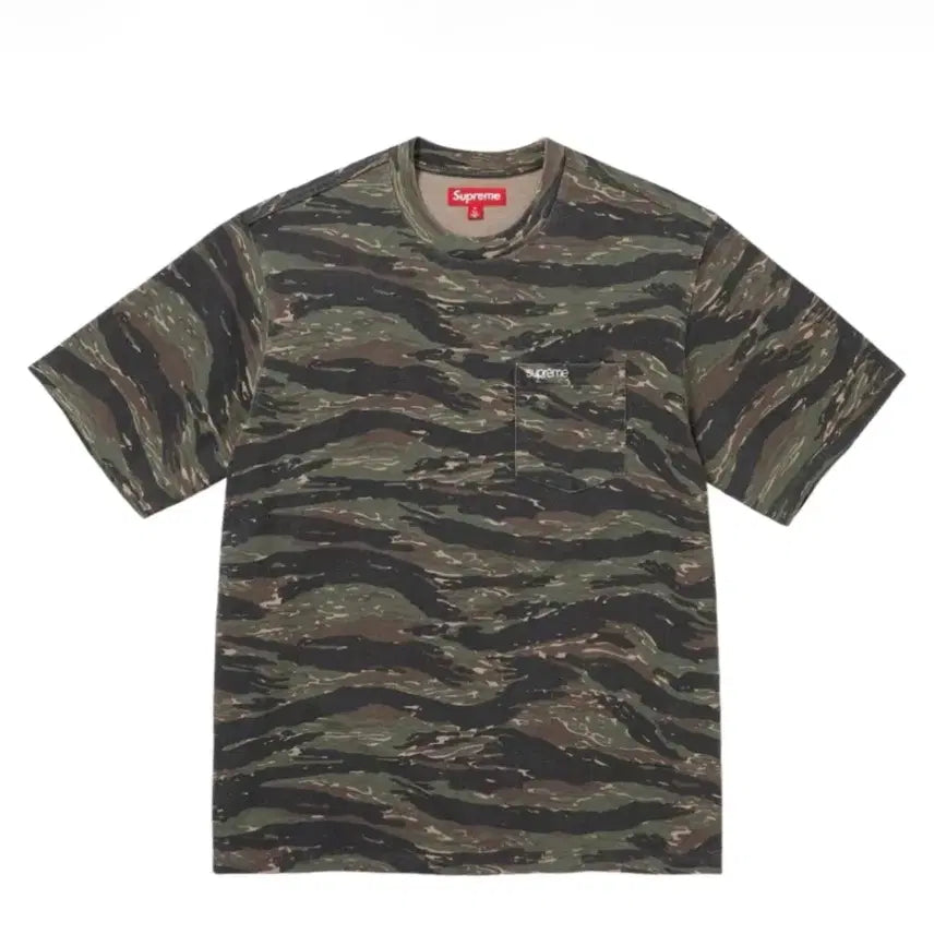 [BUNJANG] Supreme Tiger Camo Short Sleeve Pocket T-shirt 24ss / [슈프림] 숏슬리브 포켓 티셔츠 타이거 카모 24ss