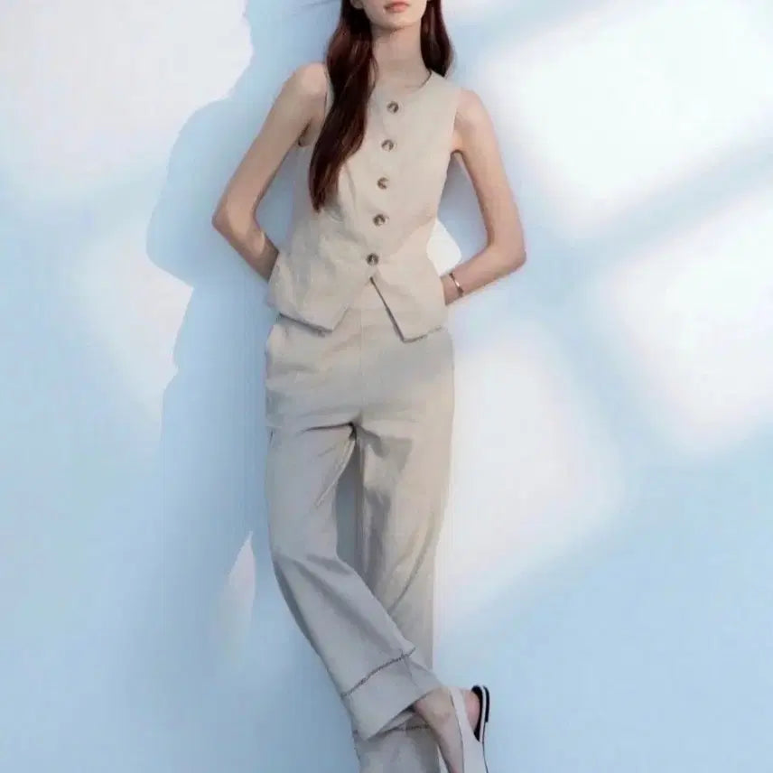 [BUNJANG] DKNY Linen Vest XS Beige / 새상품]DKNY 린넨 베스트 xs