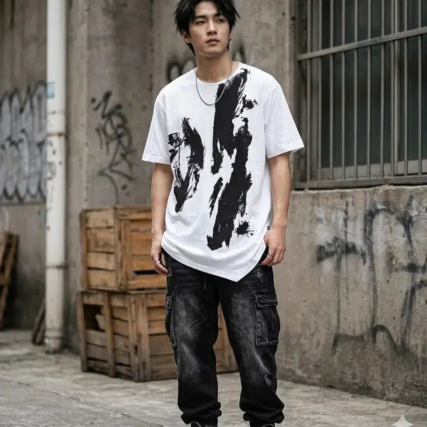 [BUNJANG] EL RODEO Graphic Asymmetrical T-Shirt / [Free] 일본 빈티지 EL RODEO 그래픽 언발란스 티셔츠