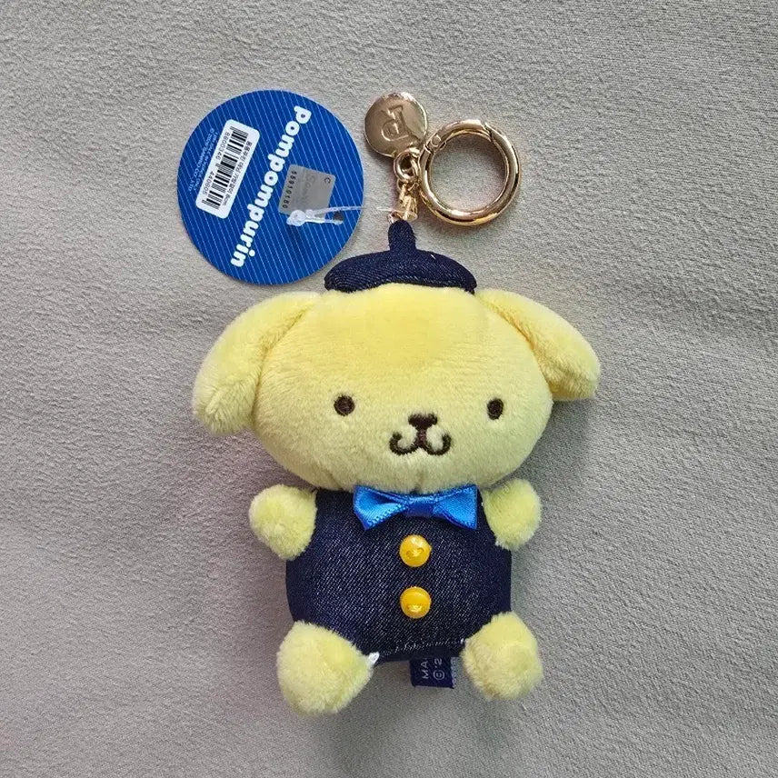 [BUNJANG] Pompompurin Denim Keychain with Blue Ribbon / 폼폼푸린 데님 키링