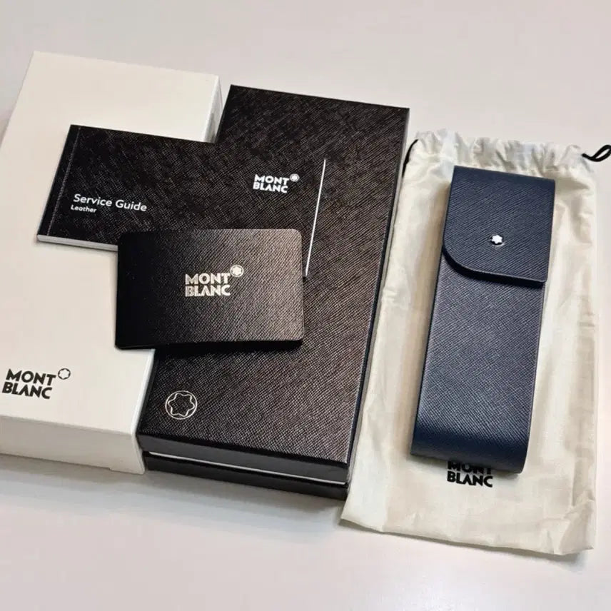 [BUNJANG] Montblanc 2-Pen Fountain Pen Case Navy Blue Full Box / 몽블랑 만년필 2구 케이스 풀박스