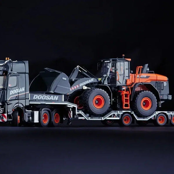 [BUNJANG] Doosan DL420 Wheel Loader with Mercedes-Benz Trailer Set 1/50 Scale / 두산 벤츠 트레일러랑 두산 휠로더 셋트 DL420 중장비모형 트레일러