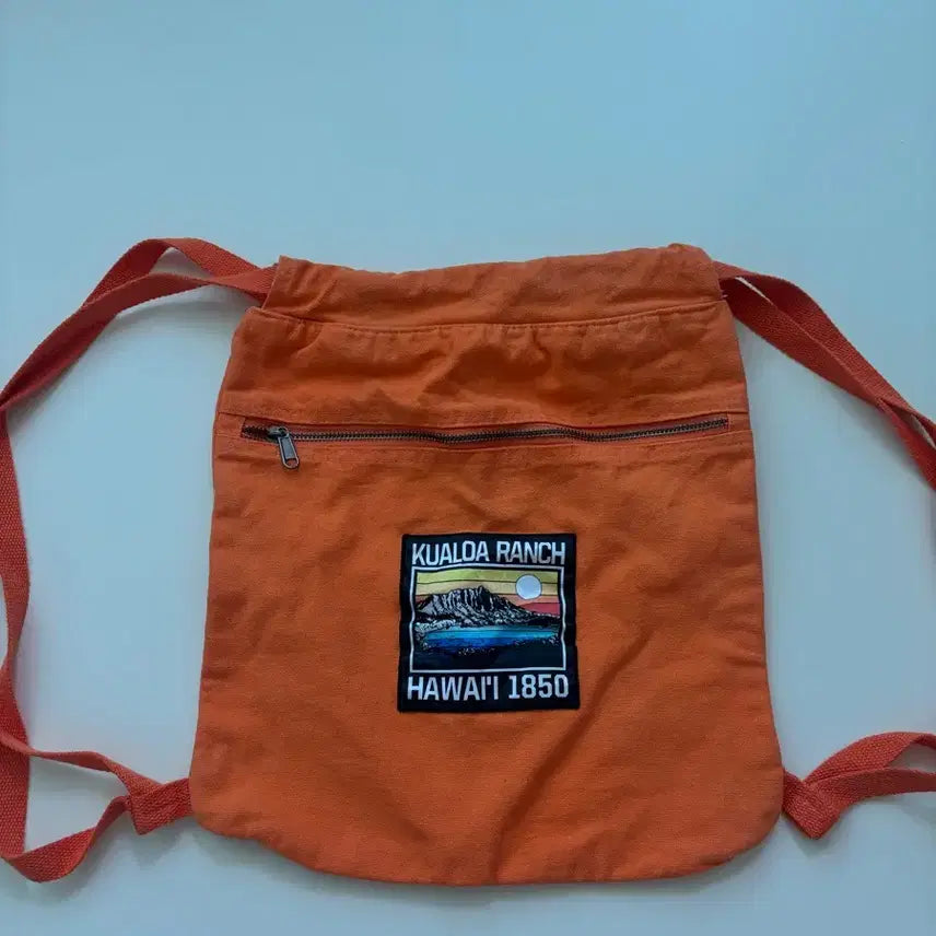 [BUNJANG] Kualoa Ranch Hawaii Canvas Backpack / 하와이 쿠알로아 랜치 오렌지 캔버스 백팩
