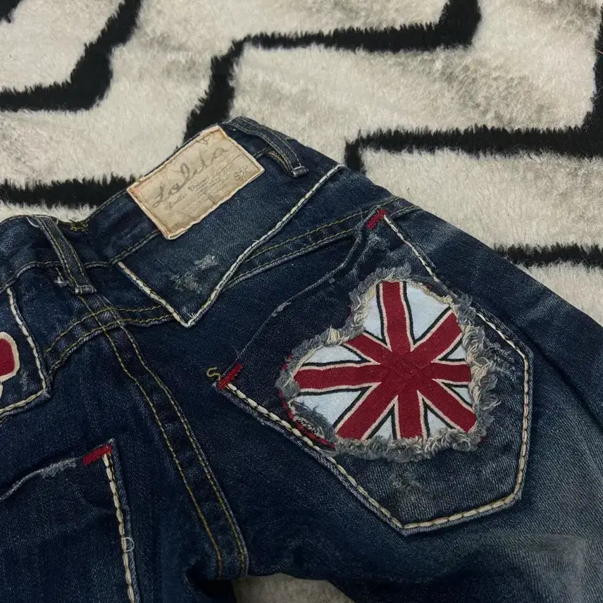 [BUNJANG] Lolita Jeans Patch Wash Bootcut Denim Pants Size 24 / [24]Lolita Jeans 패치 워싱 부츠컷 데님팬츠