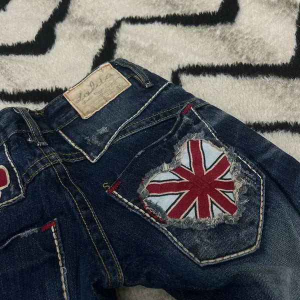 [BUNJANG] Lolita Jeans Patch Wash Bootcut Denim Pants Size 24 / [24]Lolita Jeans 패치 워싱 부츠컷 데님팬츠