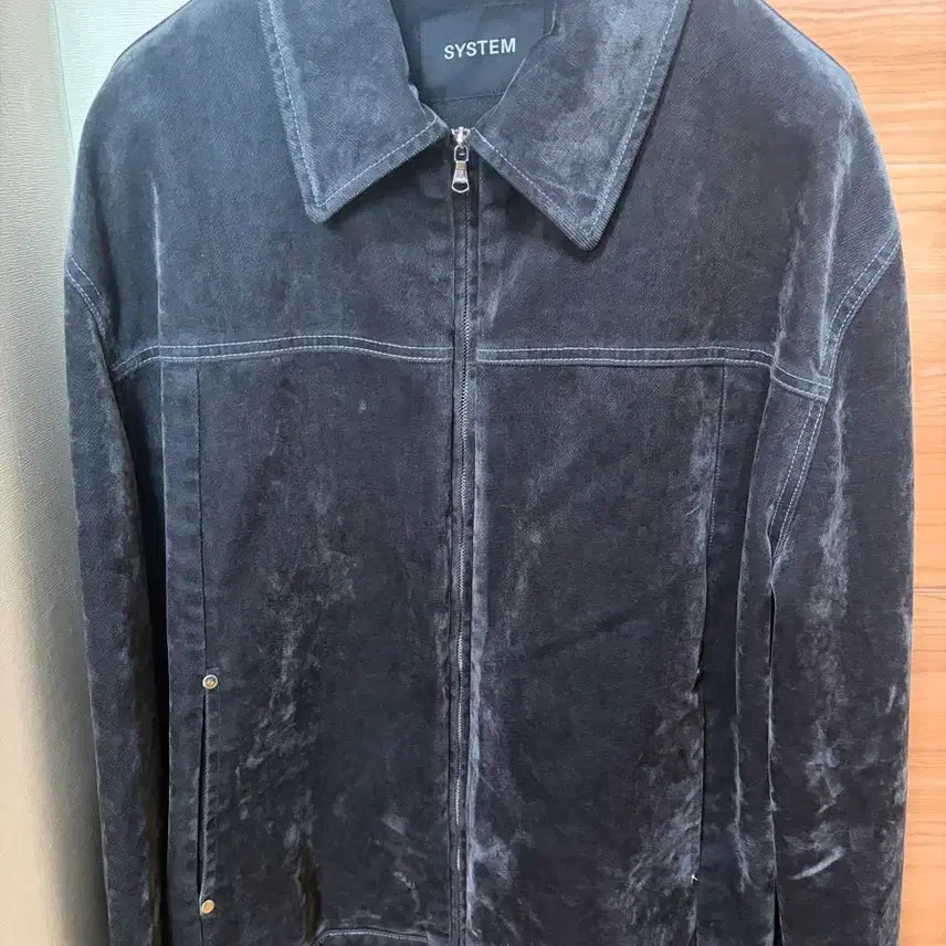[BUNJANG] System Homme 25FW Velvet Flocking Denim Blouson Jacket Dark Gray / 시스템옴므 25fw 벨벳 플로킹 데님 블루종 자켓 다크그레이 105