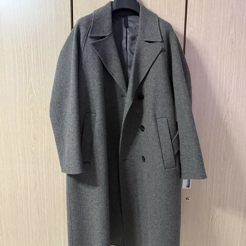 [BUNJANG] Customellow Double-Breasted Coat Grey / 커스텀멜로우 더블 코트 36/95 그레이