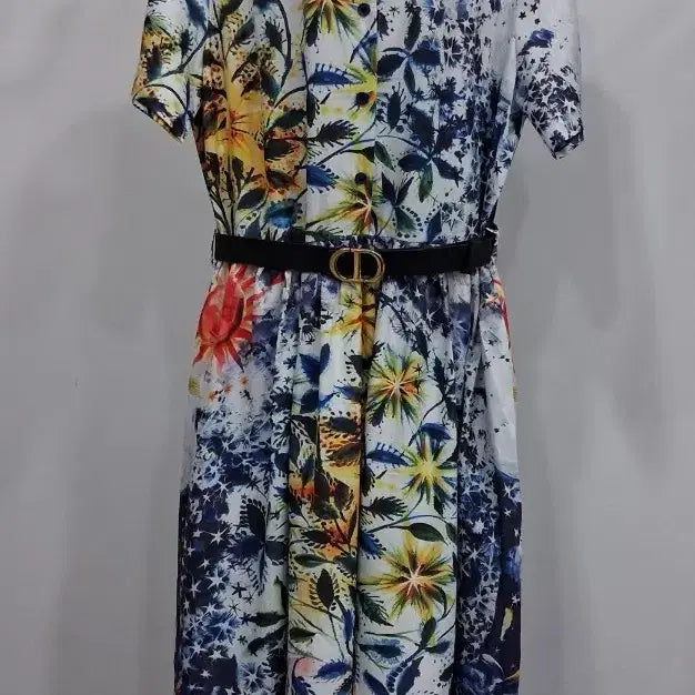 [BUNJANG] Flower Pattern Long Dress Belt Set / 플라워 패턴 롱 원피스 벨트 세트 66