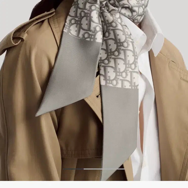 [BUNJANG] Dior Oblique Mitzah Scarf Silk Twill Grey / 디올 오블리크 미차 스카프 그레이 실크 트윌
