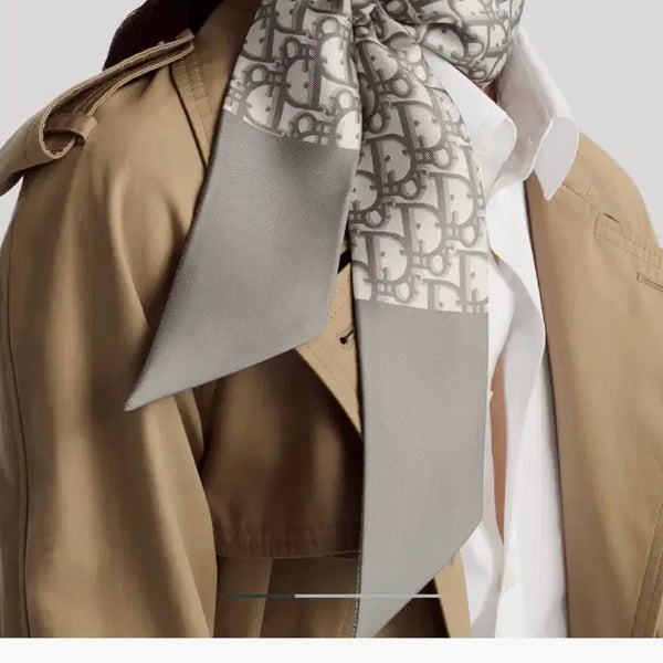 [BUNJANG] Dior Oblique Mitzah Scarf Silk Twill Grey / 디올 오블리크 미차 스카프 그레이 실크 트윌