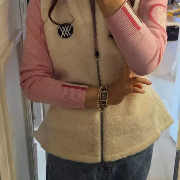 [BUNJANG] Anew Golf Women's Fleece Vest Ivory M / 어뉴골프 여성 뽀글이 조끼 아이보리M