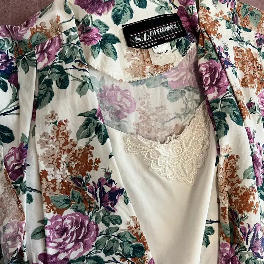 [BUNJANG] S.L.Fashions Floral Lace Blouse - Vintage American / S.L.FASHIONS 꽃무늬 레이스 블라우스 미국빈티지