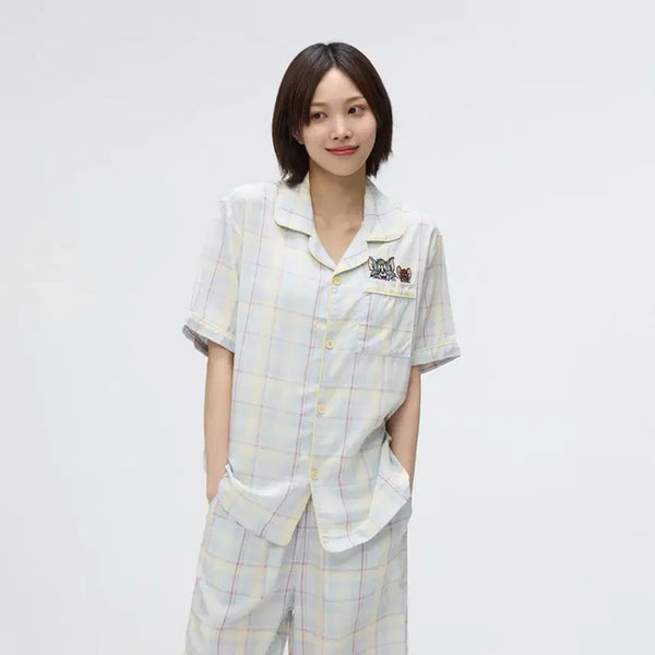 [BUNJANG] SPAO Tom and Jerry Check Short Sleeve Pajamas (L) / 새옷)스파오 톰과제리 체크 반팔 파자마(L)