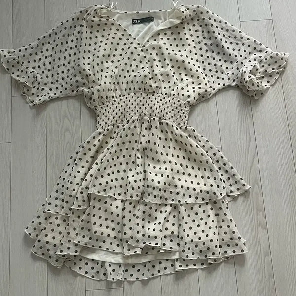 [BUNJANG] Zara Polka Dot Shirring Mini Dress XS / 자라 도트 셔링 미니원피스 xs