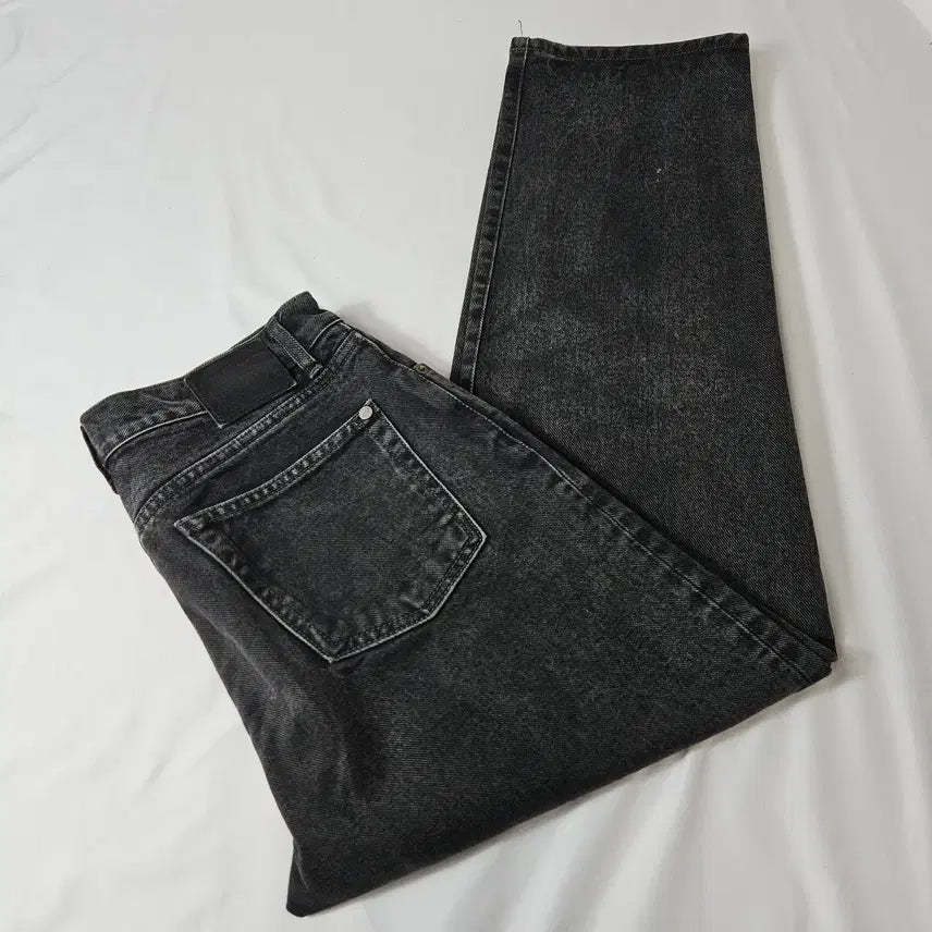 [BUNJANG] MOD9 Leather Patch Black Denim Pants 31 / 모드나인 MOD9 가죽패치 블랙 데님팬츠 청바지 진 워싱 31