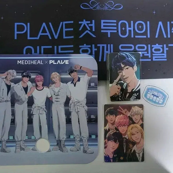 [BUNJANG] PLAVE Asia Tour Concert Slogan Big Photocard Set & Mediheal Fan Bundle / 플레이브 아시아투어 콘서트 슬로건 빅포카 포카세트 메디힐 부채 일괄