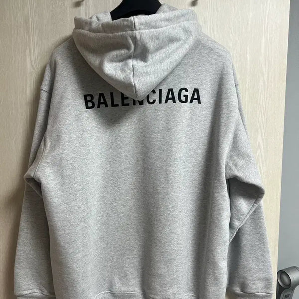 [BUNJANG] Balenciaga Black Logo Hoodie (Oversized M) / [새상품급,국내매장판] 23SS 발렌시아가 백로고 후드 블랙