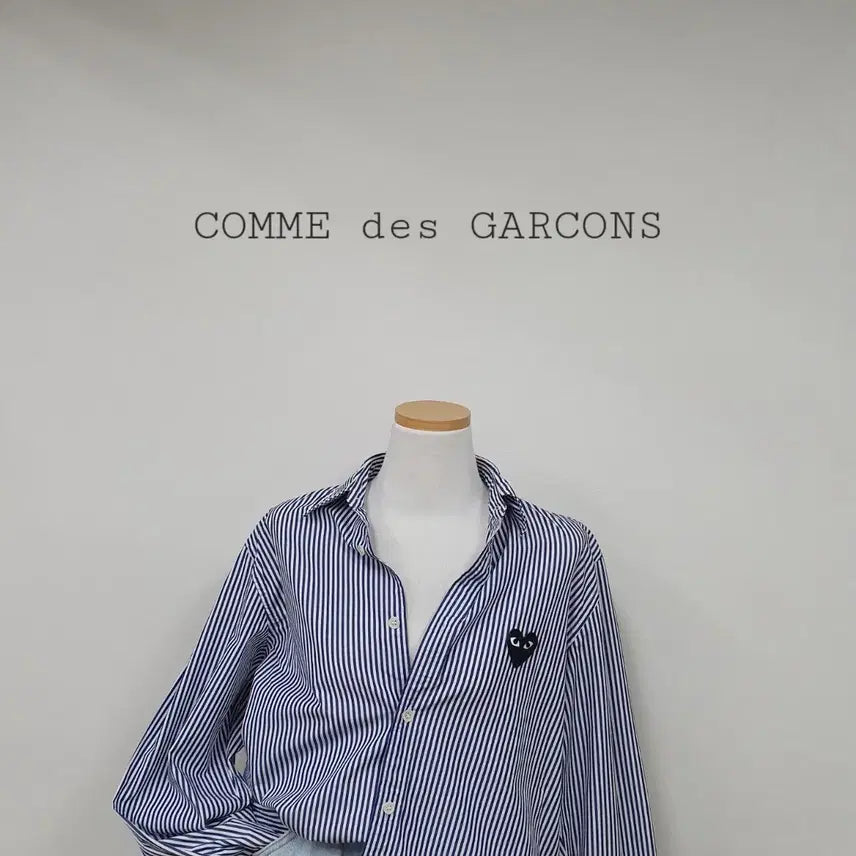 [BUNJANG] Comme des Garçons Blue Stripe Shirt Black Wappen / No.26071610 꼼데가르송 블루 스트라이프 셔츠 블랙와펜