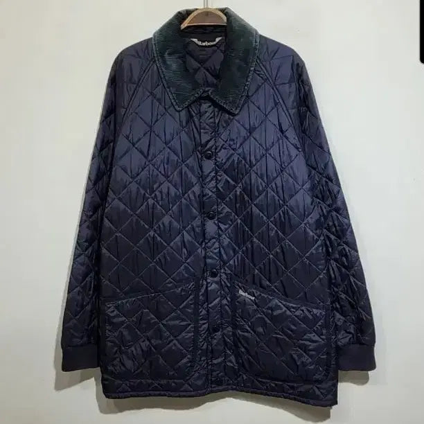 [BUNJANG] Barbour Quilted Jacket Navy Corduroy Collar / (L) 바버 퀼팅자켓 남색 누빔점퍼 코듀로이 카라넥