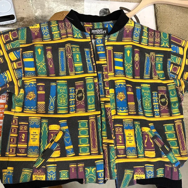 [BUNJANG] Jeremy Scott 2008 "Library" Bomber Jacket (Vintage) / 제레미 스캇 2008 라이브러리 봄버 자켓 (빈티지)