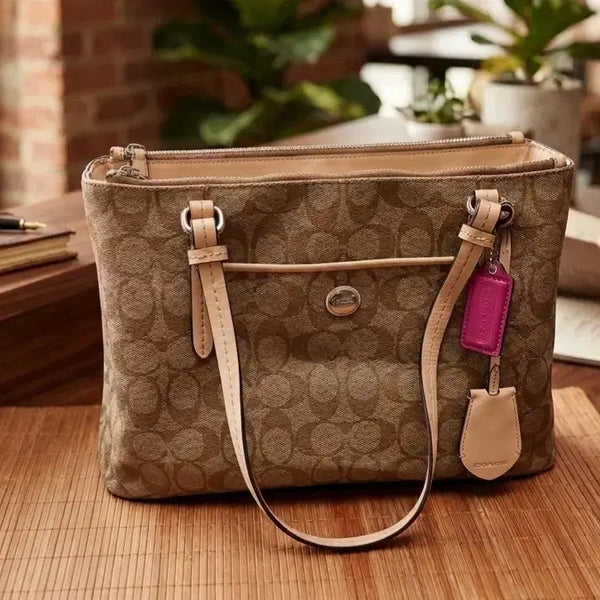 [BUNJANG] Coach Signature Canvas Tote Bag Shoulder Bag / 코치  캔버스 토트백 .숄더백