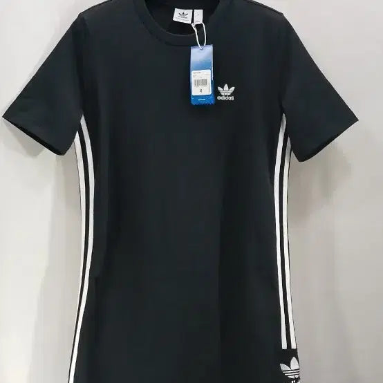 [BUNJANG] Adidas 3-Stripes Black Short Sleeve Long T-Shirt Dress (Unworn) / 아디다스 삼선 블랙 반팔 원피스 롱티 (미착용)