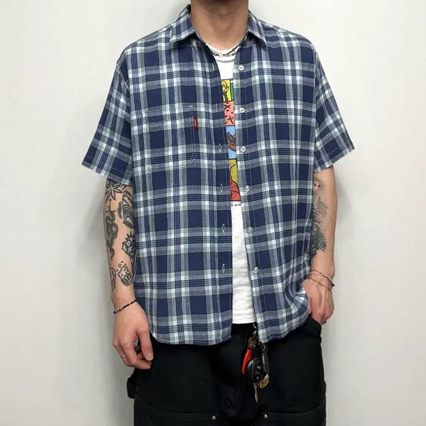 [BUNJANG] Converse Vintage Check Short Sleeve Shirt / Converse 컨버스 빈티지 체크 반팔셔츠