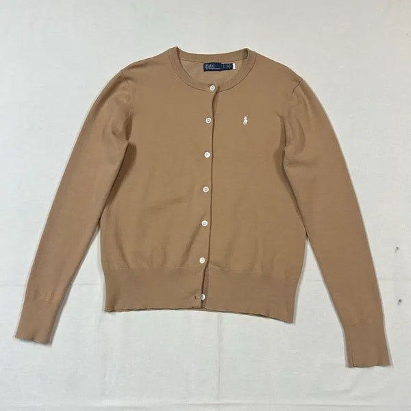 [BUNJANG] Polo Ralph Lauren Brown Cardigan (New QR Tab) - Size S / S) 폴로 랄프로렌 브라운 가디건 신형 큐알탭