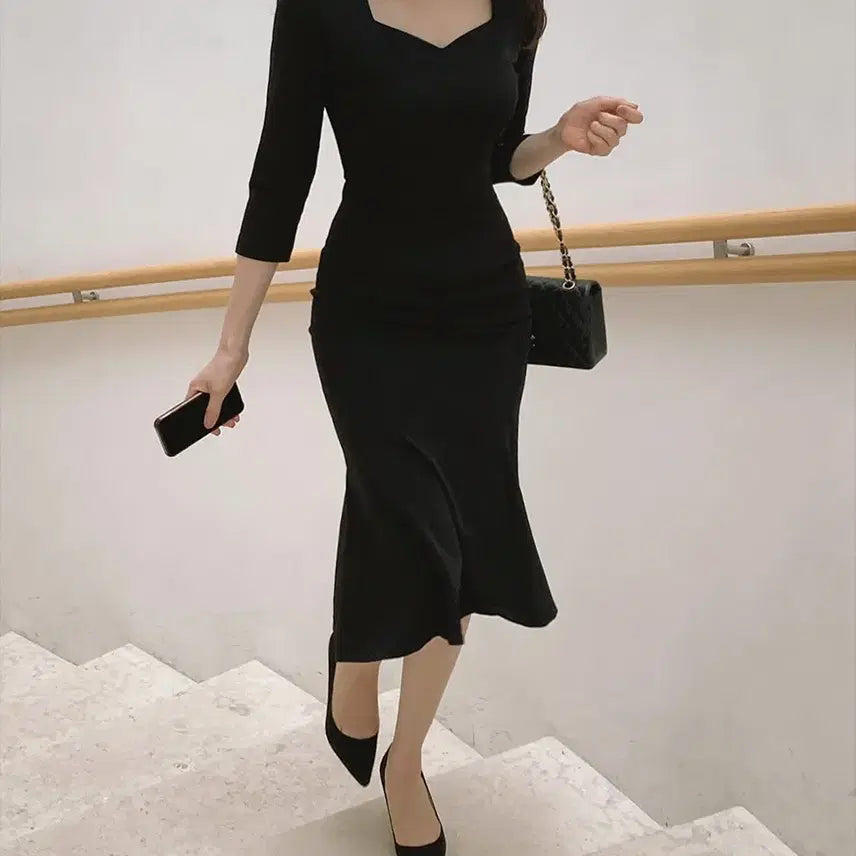 [BUNJANG] From Day One Black Mermaid Long Dress / 프롬데이원 블랙 머메이드 롱원피스 하객룩