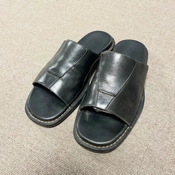 [BUNJANG] Timberland Black Leather Slides / 팀버랜드 블랙 가죽 슬리퍼